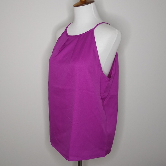SheIn Pink Pleated Halter Neckline Strappy Sleeve Camisole Tank Top Size Large - Picture 7 of 9